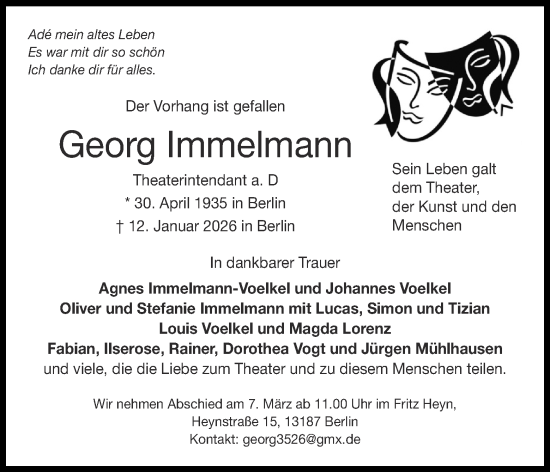 Traueranzeige von Georg Immelmann von Aachener Zeitung