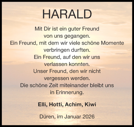 Traueranzeige von Harald  von Zeitung am Sonntag