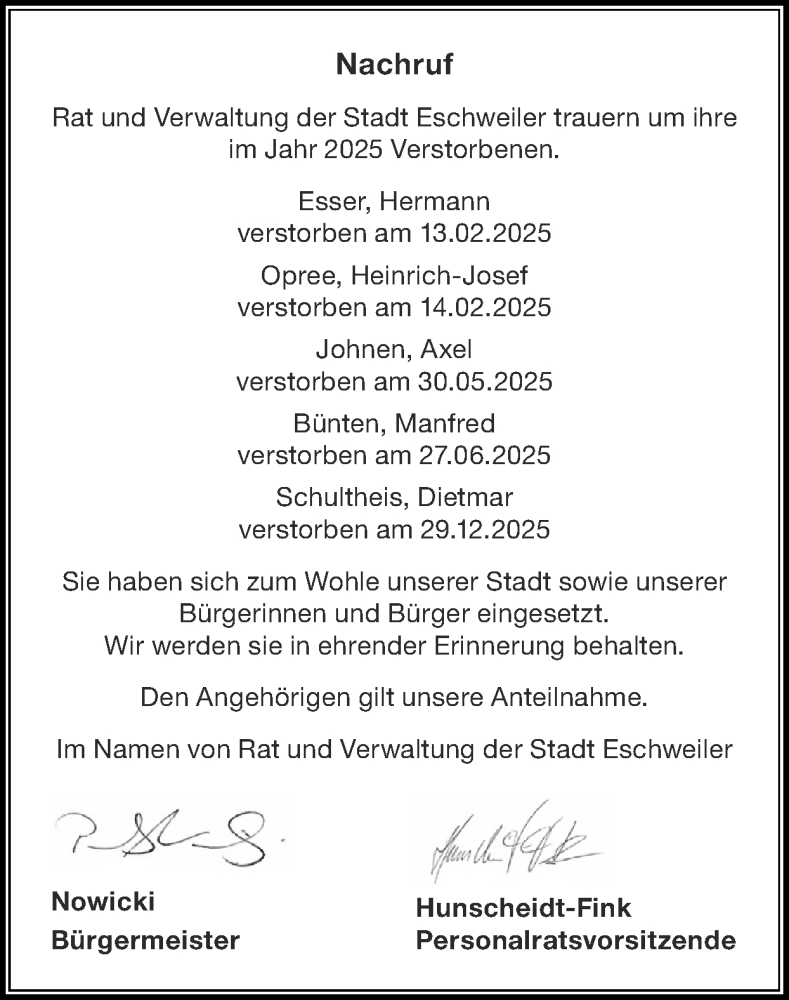  Traueranzeige für In Gedenken  vom 01.02.2026 aus Zeitung am Sonntag