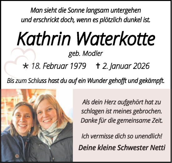 Traueranzeige von Kathrin Waterkotte von Zeitung am Sonntag