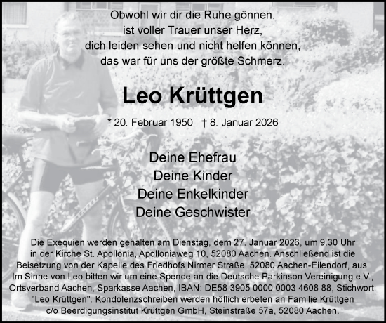 Traueranzeige von Leo Krüttgen von Zeitung am Sonntag