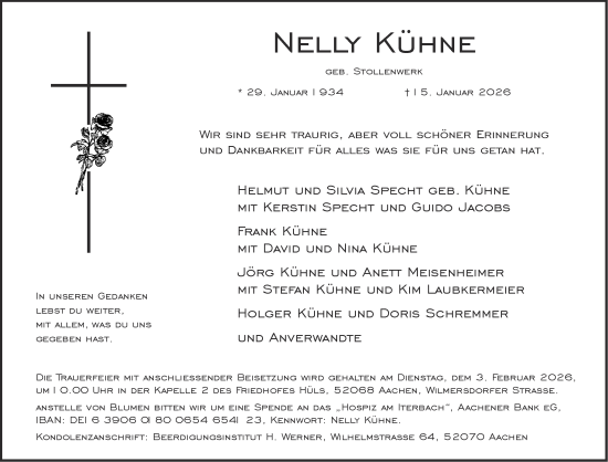Traueranzeige von Nelly Kühne von Aachener Zeitung