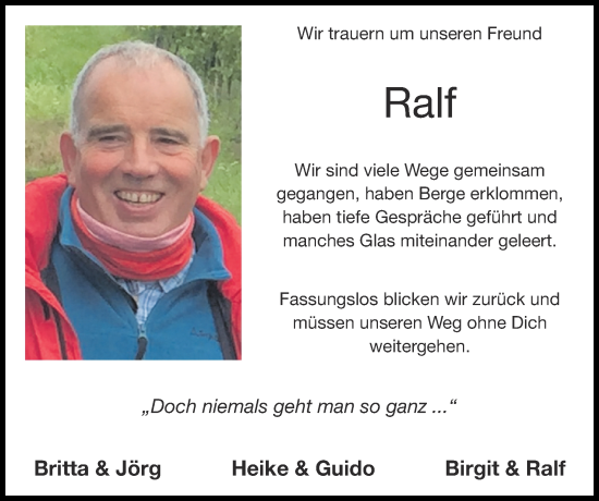 Traueranzeige von Ralf  von Zeitung am Sonntag