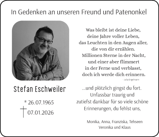 Traueranzeige von Stefan Eschweiler von Aachener Zeitung