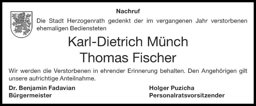  Traueranzeige für Thomas Fischer vom 25.01.2026 aus Zeitung am Sonntag