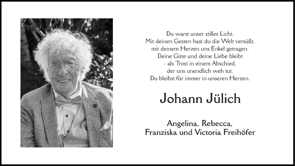  Traueranzeige für Johann Jülich vom 25.02.2026 aus Aachener Zeitung